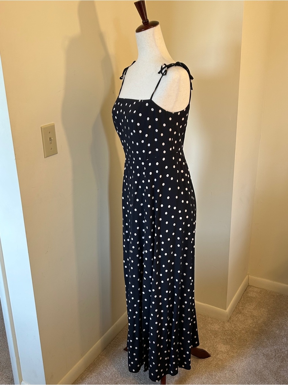 Sezane NWT SZ 6 Melanie Black Midi Dress with White Polka Dots -S -Stunning 🇫🇷!! - Picture 6 of 10